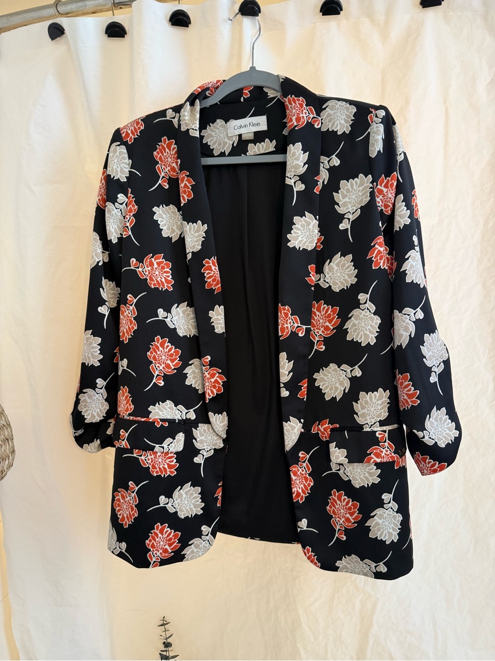 Calvin Klein Black Blazer with Red & Cream Floral Print